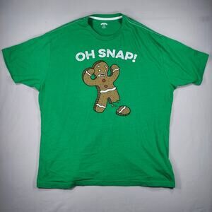 Holiday Time Gingerbread Man "Oh Snap!" 2XL Green XMAS T-Shirt Funny Christmas